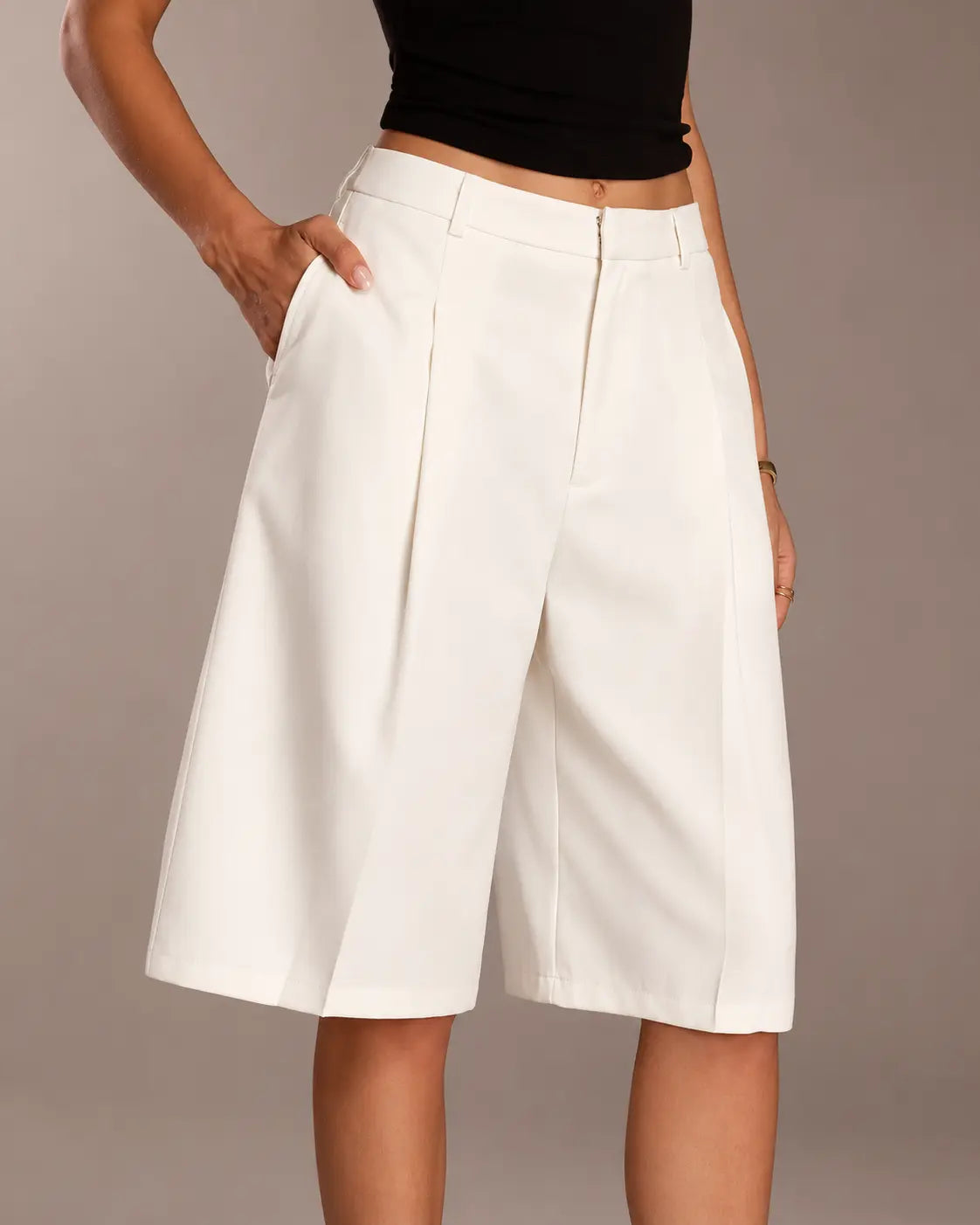 Bermuda femme blanc à taille haute SecretBombe