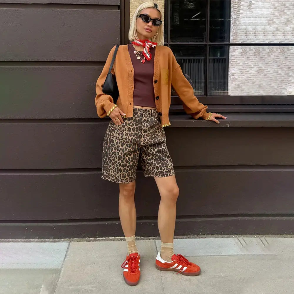 Bermuda casual femme léopard taille haute pour look tendance SecretBombe