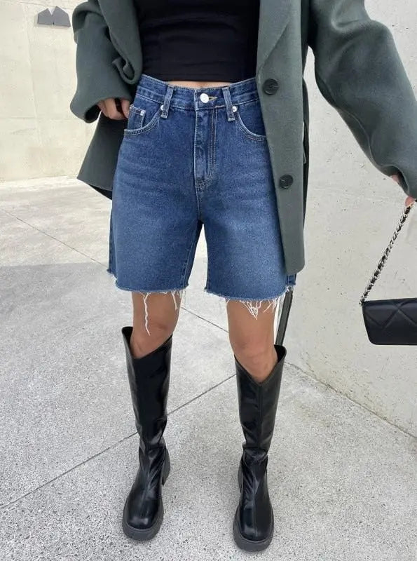 Bermuda denim femme confortable, coupe ample & jambe large chic