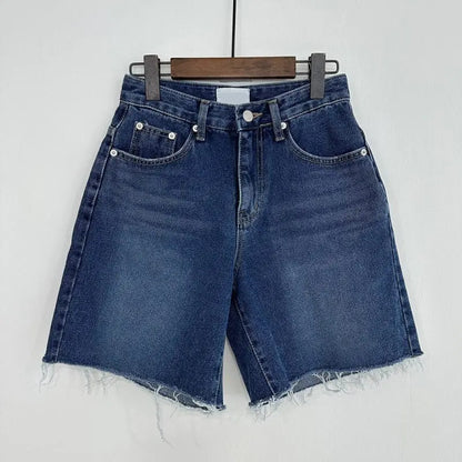 Bermuda denim femme confortable, coupe ample & jambe large chic