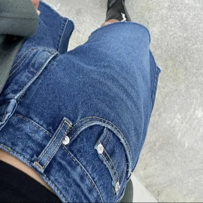 Bermuda denim femme confortable, coupe ample & jambe large chic