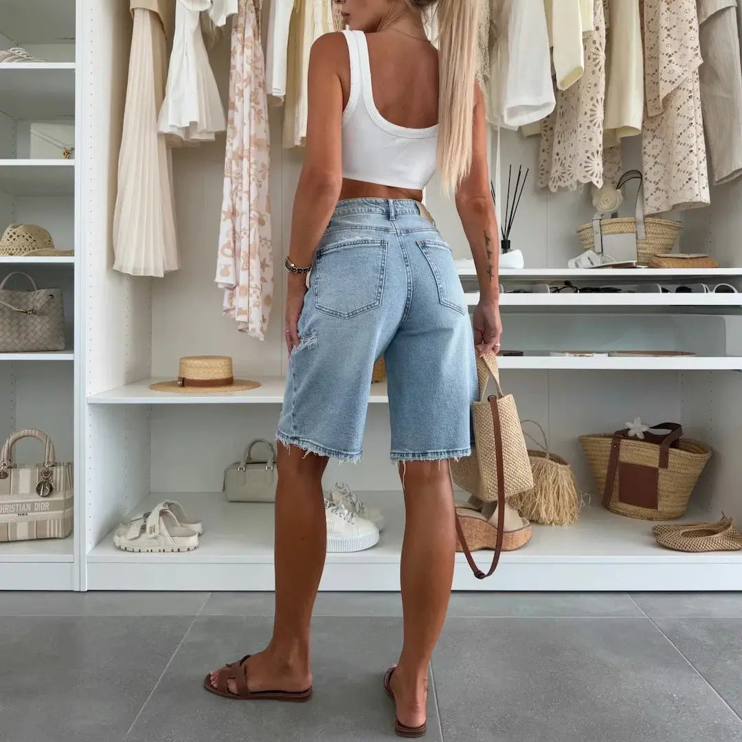 Bermuda femme en jean bleu au style casual SecretBombe
