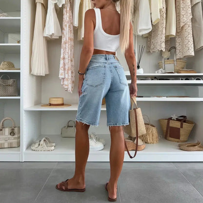 Bermuda femme en jean bleu au style casual SecretBombe