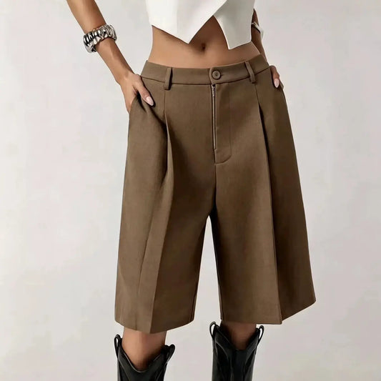 Bermuda femme marron à taille haute et coupe large SecretBombe