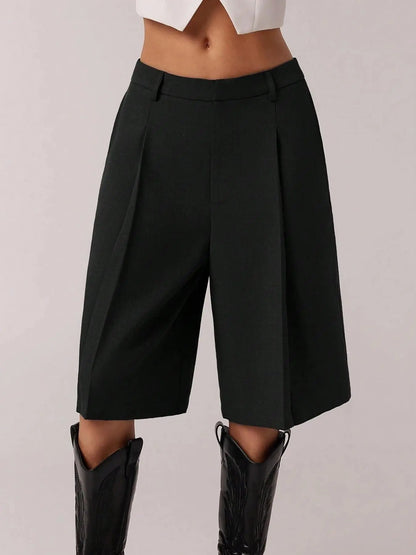 Bermuda long femme noir à coupe élégante SecretBombe