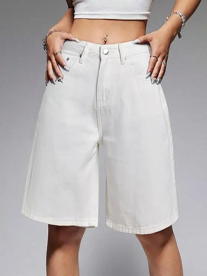 Bermuda en jean femme blanc à taille haute SecretBombe