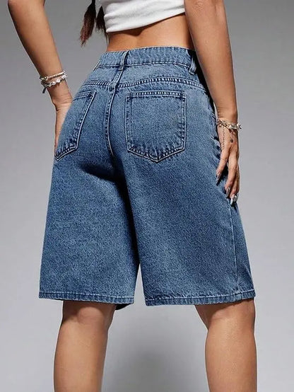 Vue dos du bermuda en jean femme bleu SecretBombe