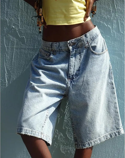 Bermuda en jean femme bleu à taille haute SecretBombe