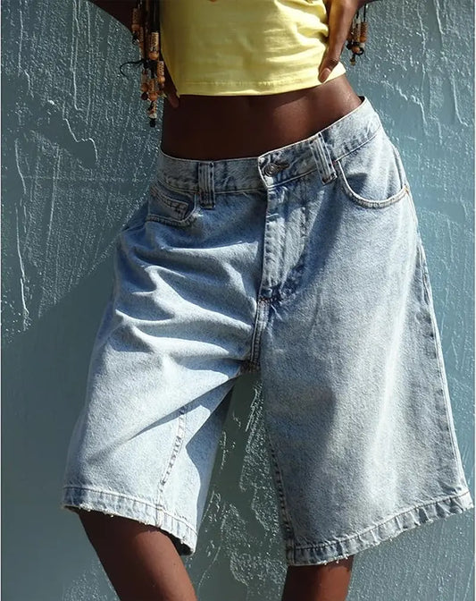 Bermuda en jean femme bleu à taille haute SecretBombe