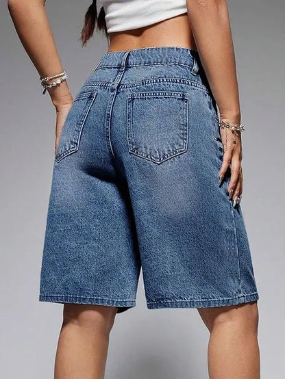 Bermuda denim femme bleu à coupe ample SecretBombe