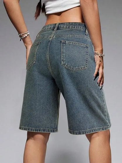 Vue dos du bermuda en jean femme bleu SecretBombe