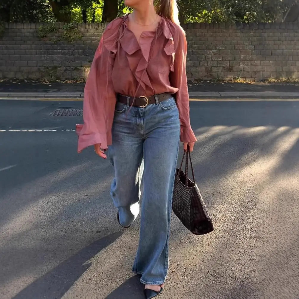 Chemisier bois de rose femme à volants SecretBombe