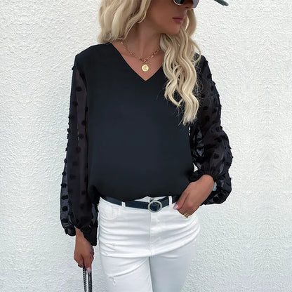 Blouse chic femme en chiffon manches longues raffinées – SecretBombe