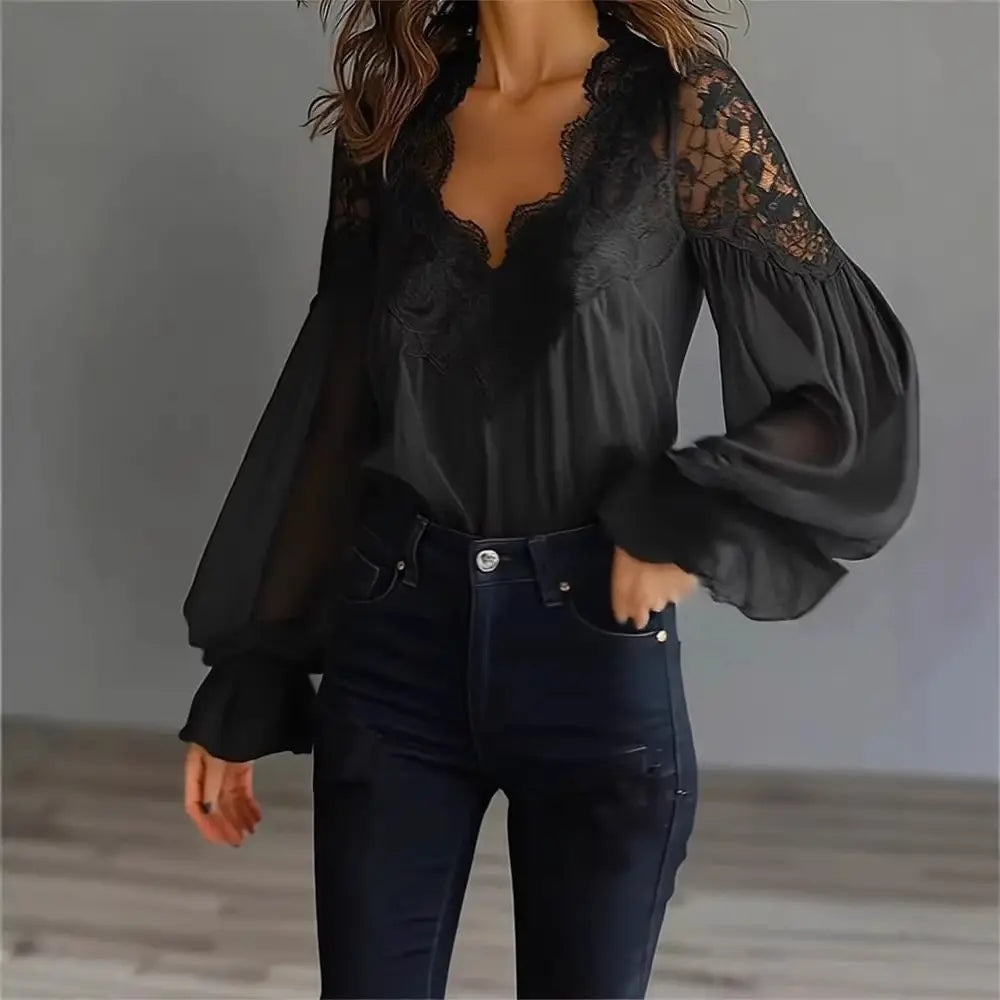 Blouse femme en dentelle noire style romantique chic – SecretBombe