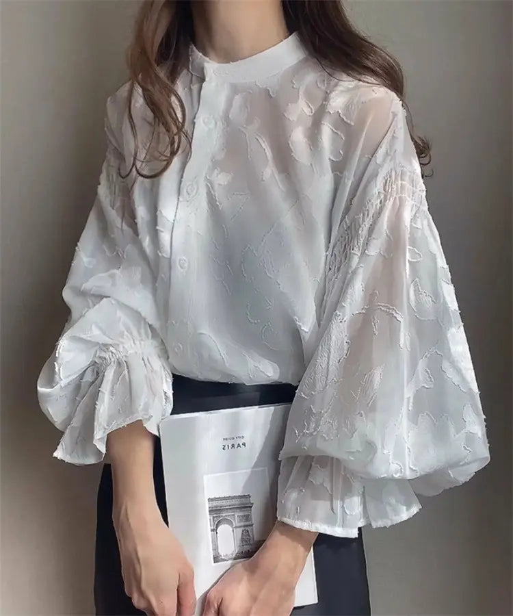 Haut femme chic fluide manches longues bouffantes – SecretBombe