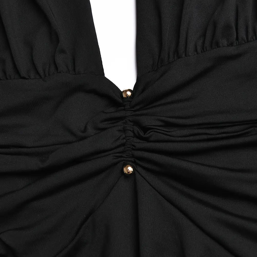 Le Body Femme Noir Décolleté Profond & Manches Dentelle Audace chic | Style européen