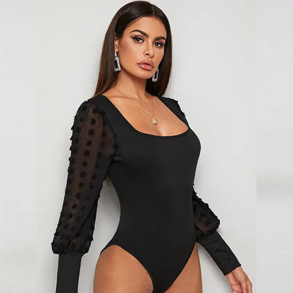 Body femme chic décolleté carré coupe ajustée – SecretBombe