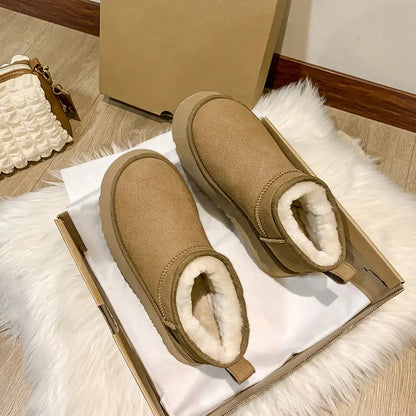 Bottines compensées chaudes pour femme, semelle antidérapante en caoutchouc