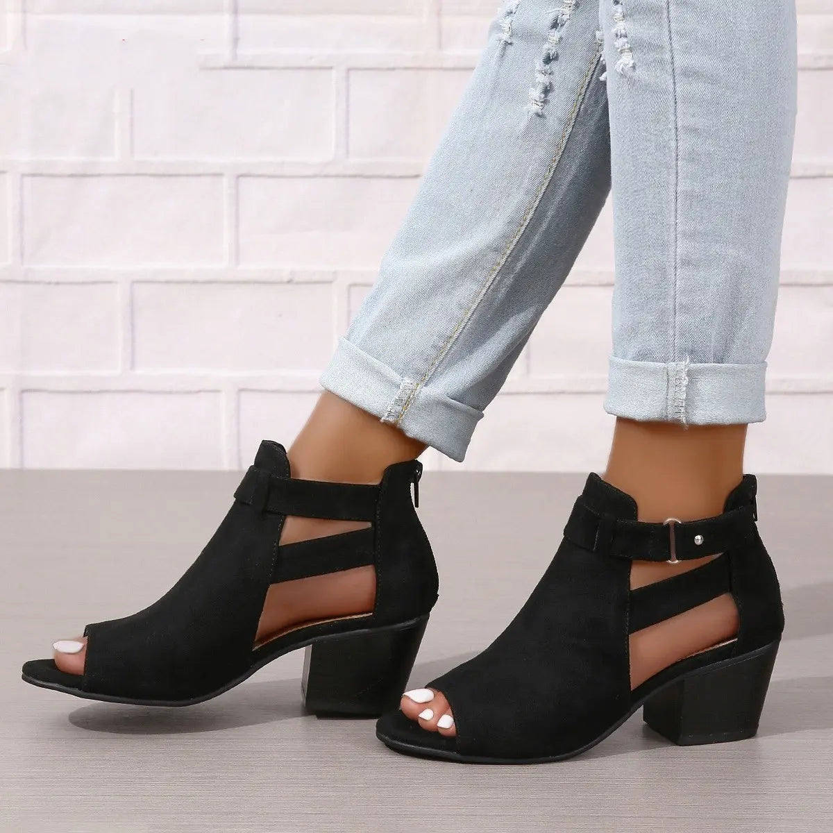 Bottines noires femme style décontracté talon confortable