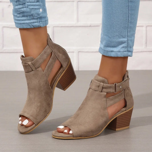 Bottines nude femme bout rond boucle latérale réglable