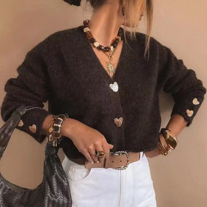 Cardigan chocolat femme coupe loose chic et confortable – secretbombe
