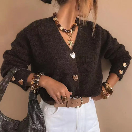 Cardigan chocolat femme coupe loose chic et confortable – secretbombe