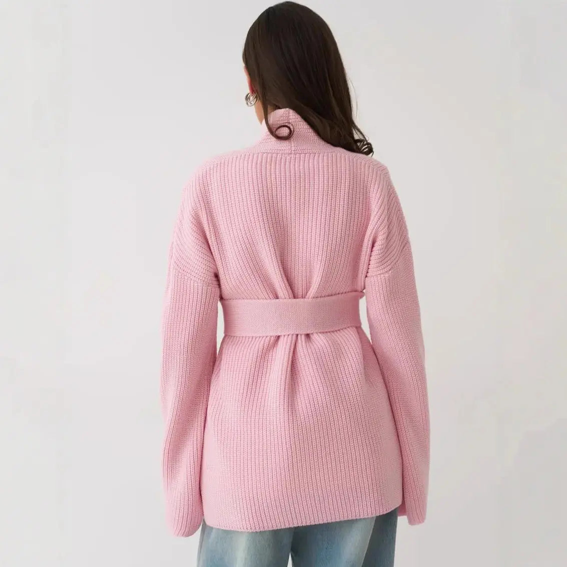 Cardigan femme ceinturé rose style urbain chic – SecretBombe
