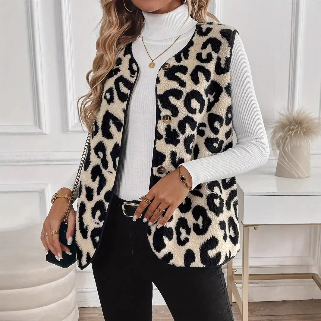 Gilet sans manches femme imprimé léopard chic – secretbombe