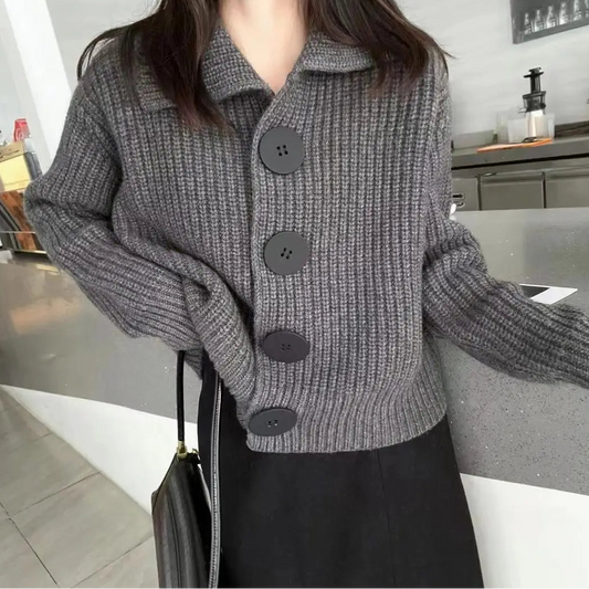 Gilet femme en laine avec boutons oversize tendance – secretbombe