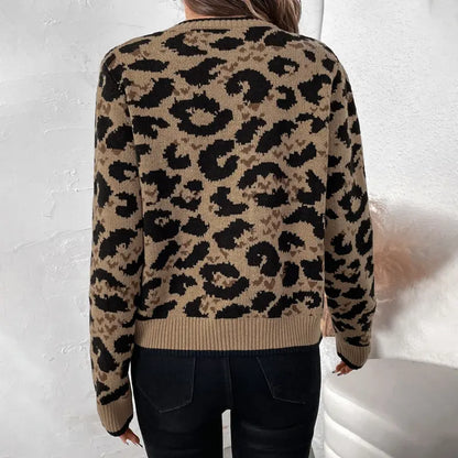 Cardigan léopard femme à nouer manches longues style chic – secretbombe