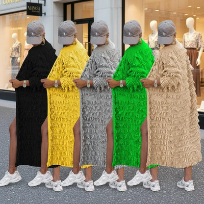 Collection de cardigans longs à franges pour femme en plusieurs couleurs tendance