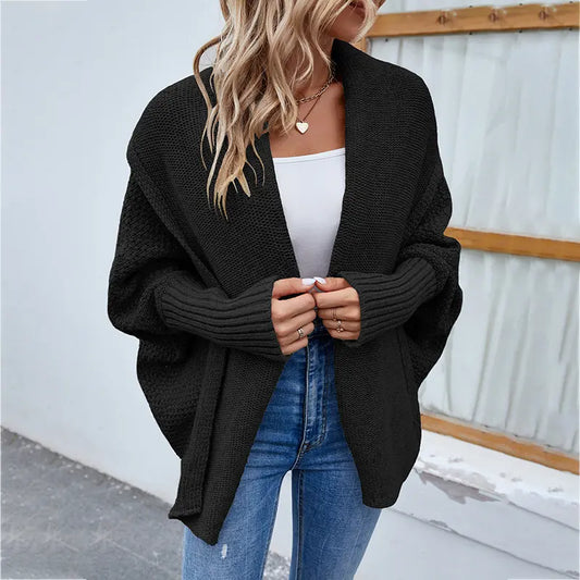 Cardigan long manches chauve souris élégant pour femme