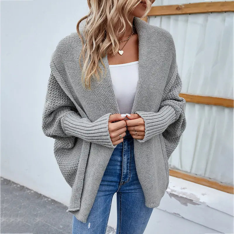 Cardigan long manches chauve souris élégant pour femme