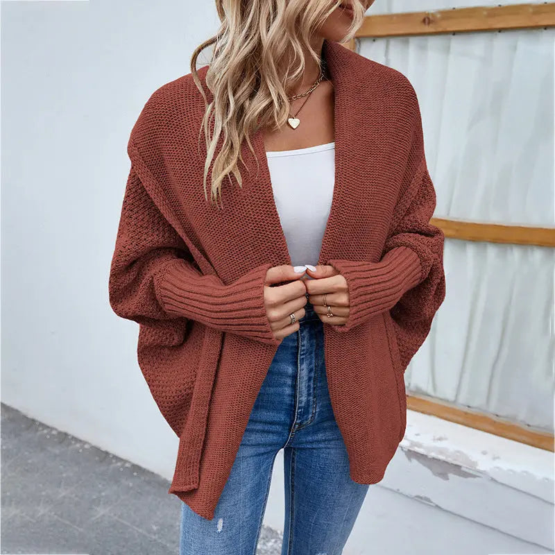 Cardigan long manches chauve souris élégant pour femme