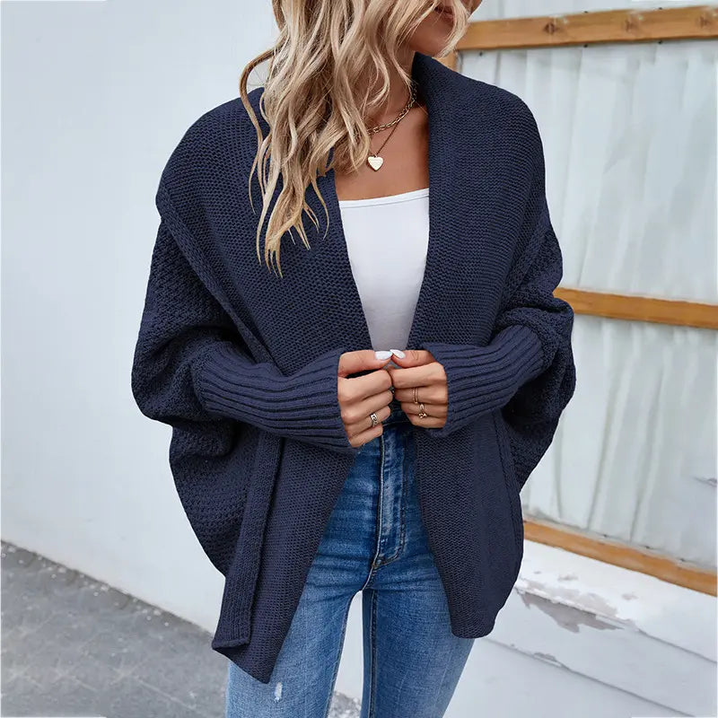 Cardigan long manches chauve souris élégant pour femme