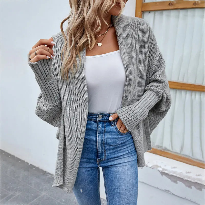 Cardigan long manches chauve souris élégant pour femme