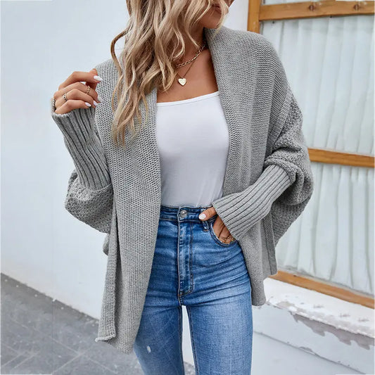 Cardigan long manches chauve souris élégant pour femme