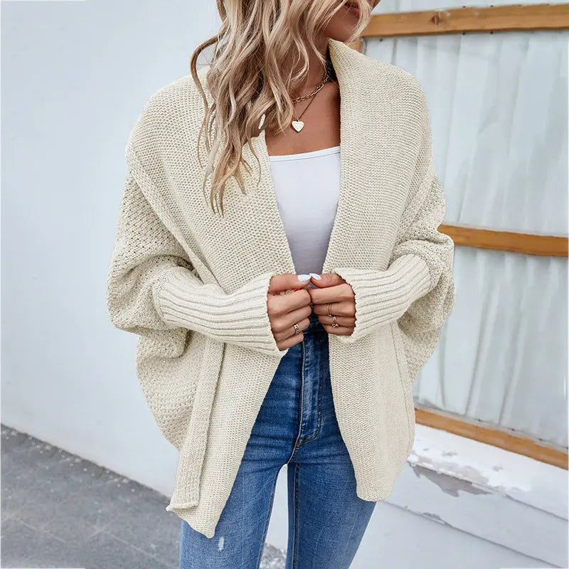 Cardigan long manches chauve souris élégant pour femme