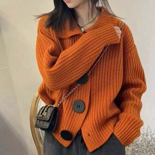 Cardigan femme en maille épaisse style européen loose – secretbombe