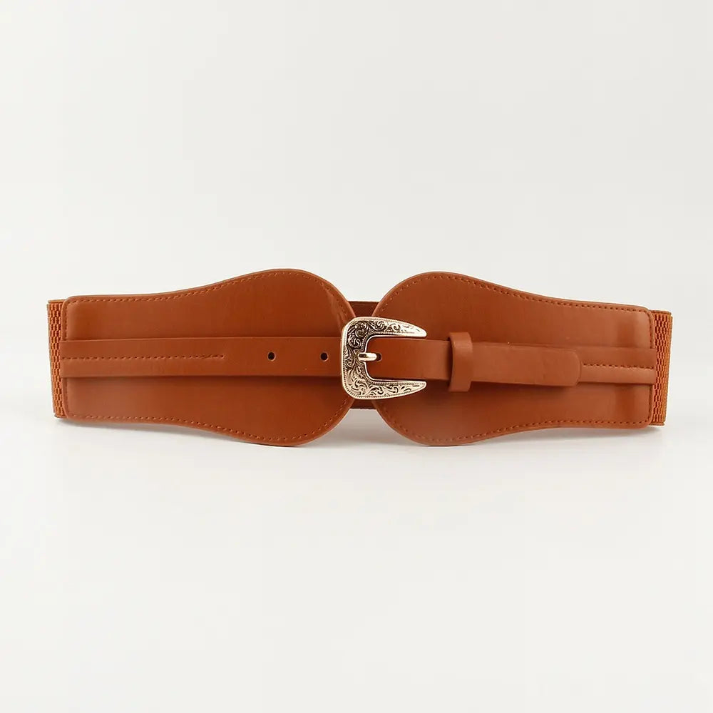 Ceinture large camel femme effet cuir chic SecretBombe