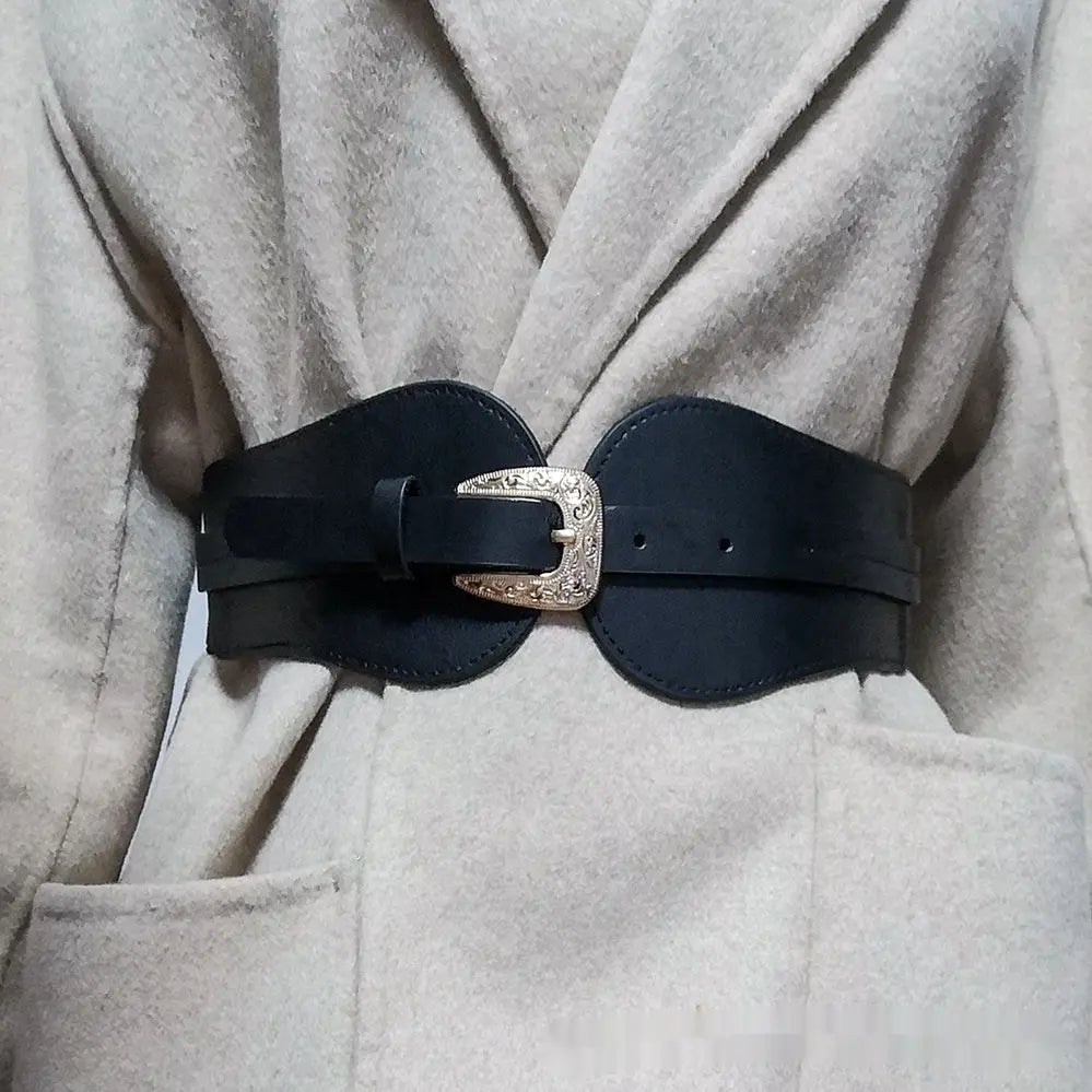 Ceinture large femme noire effet cuir élégante SecretBombe