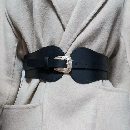 Ceinture large femme noire effet cuir élégante SecretBombe