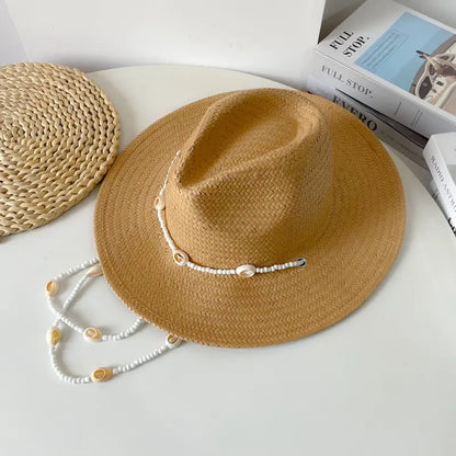 Chapeau bohème kaki femme avec détail coquillage SecretBombe