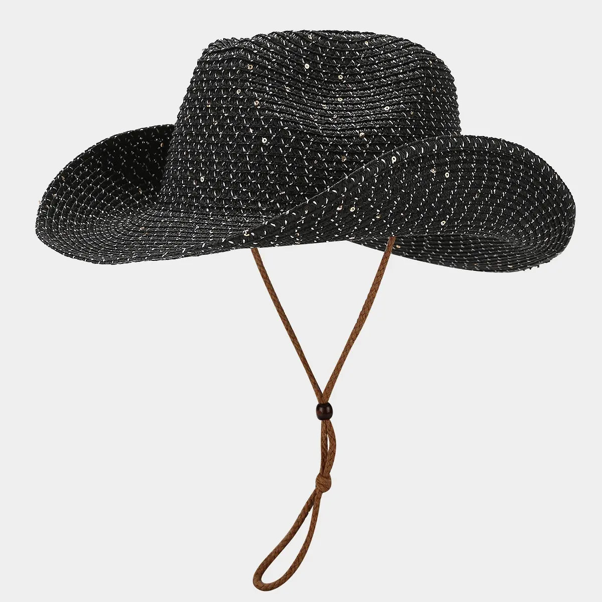 Chapeau cowboy femme noir en paille tressée été SecretBombe