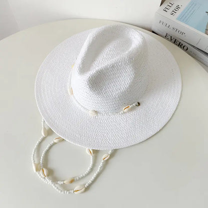 Chapeau femme blanc été avec coquillage style chic SecretBombe
