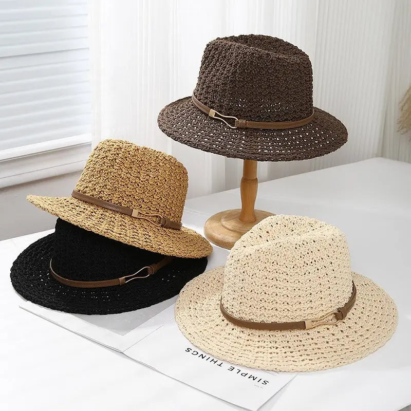 Chapeau femme paille beige élégant respirant SecretBombe