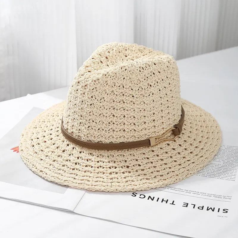 Chapeau femme paille beige élégant respirant SecretBombe
