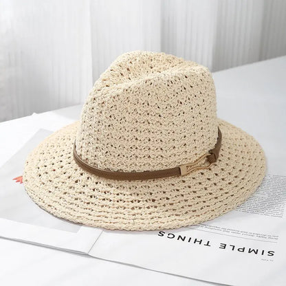 Chapeau femme paille beige élégant respirant SecretBombe