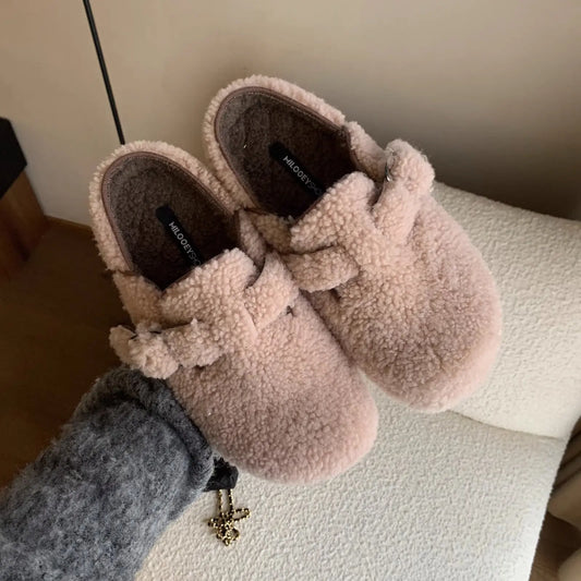 Mules femme fourrées rose au style cosy chic – SecretBombe