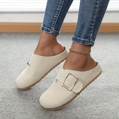 Mules femme beige clair à boucle réglable SecretBombe